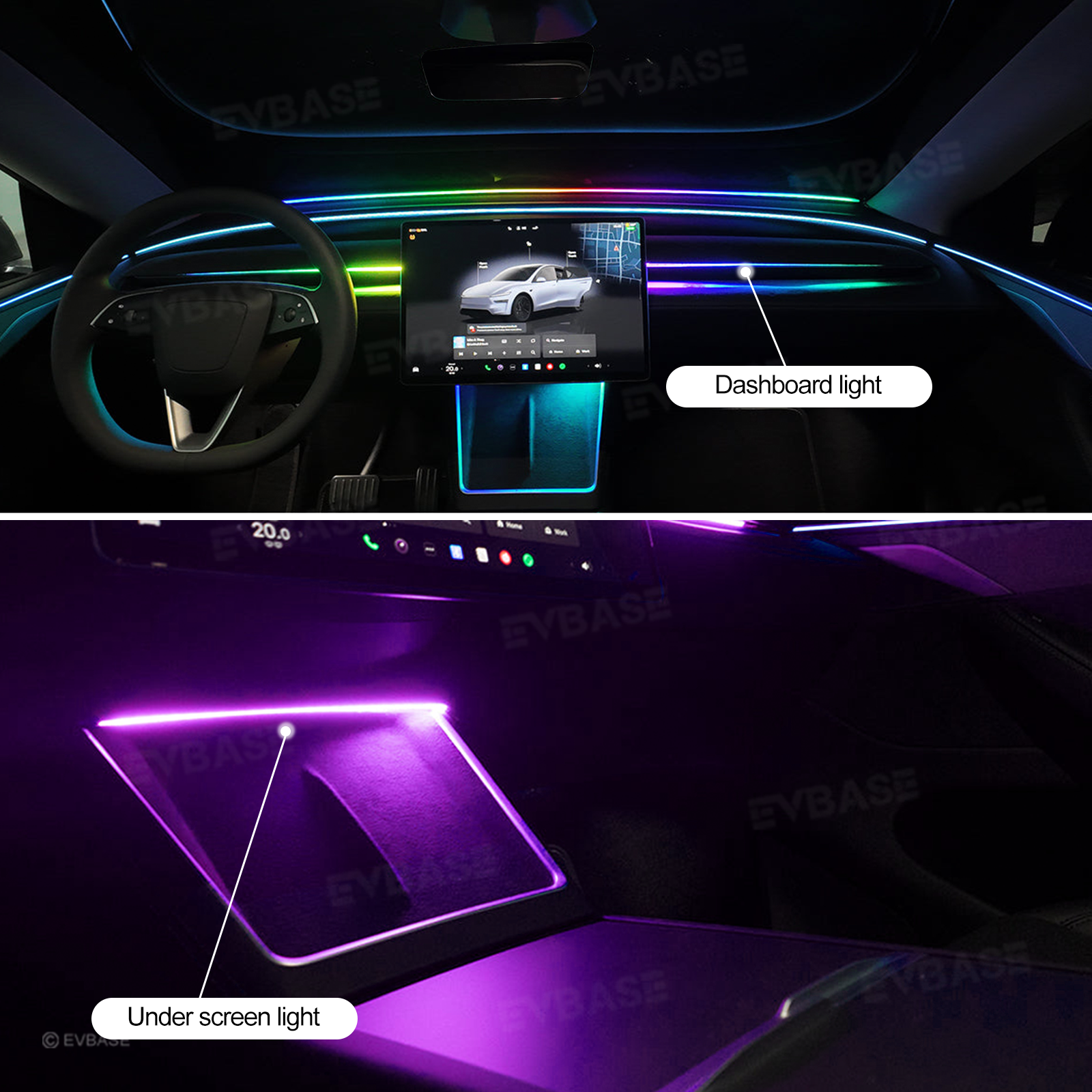 Model Y Juniper Ambient Lighting Kits Center Console Dashboard RGB LED Strip