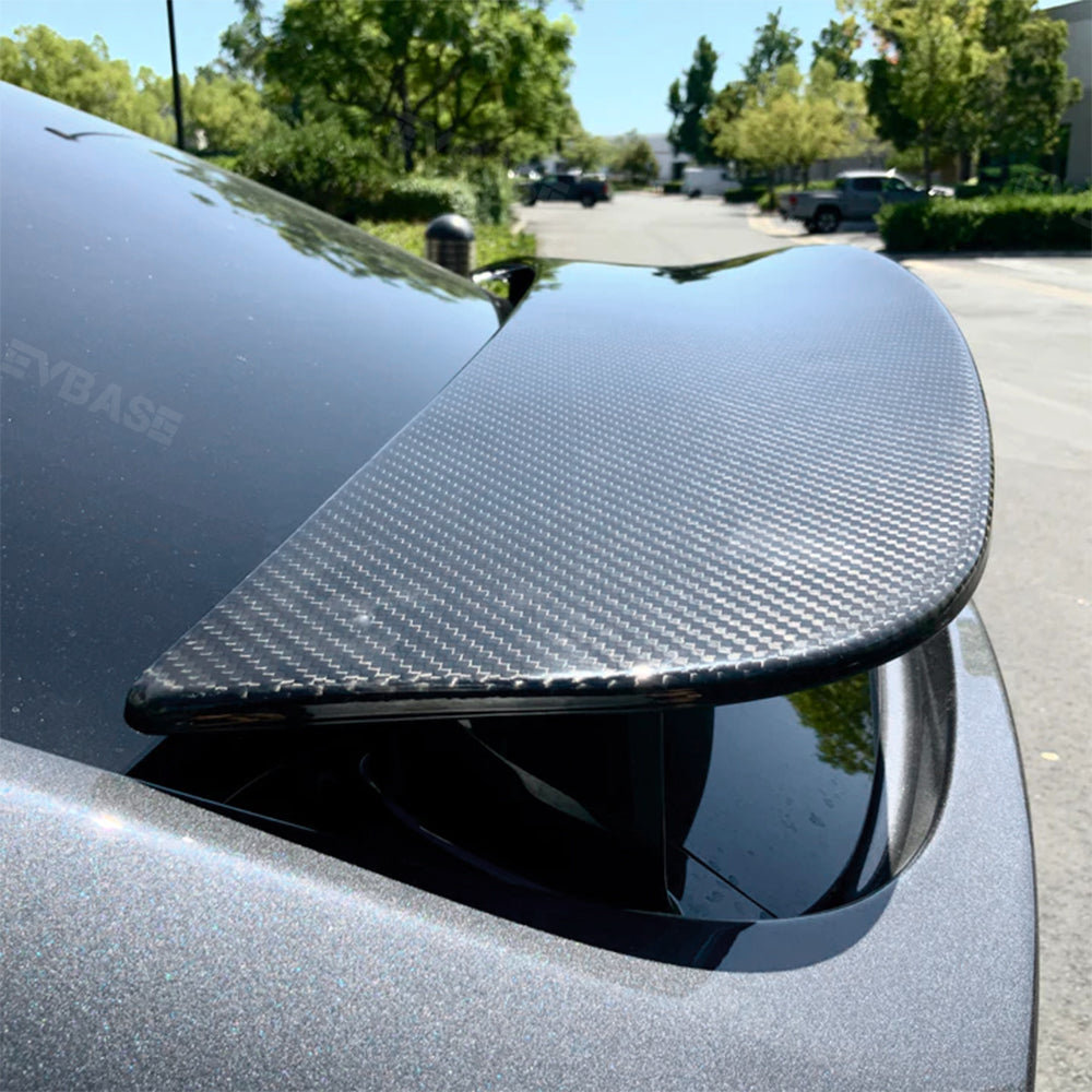 Model X Spoiler Wing Overlay Real Carbon Fiber Wrap Cover Rear Lip Spoiler Trunk Lid for Tesla