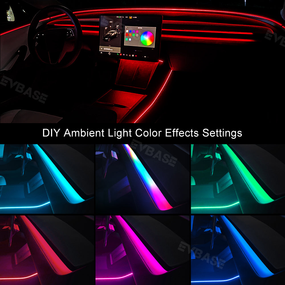 Model Y Juniper Ambient Lighting Kits Center Console Dashboard RGB LED Strip