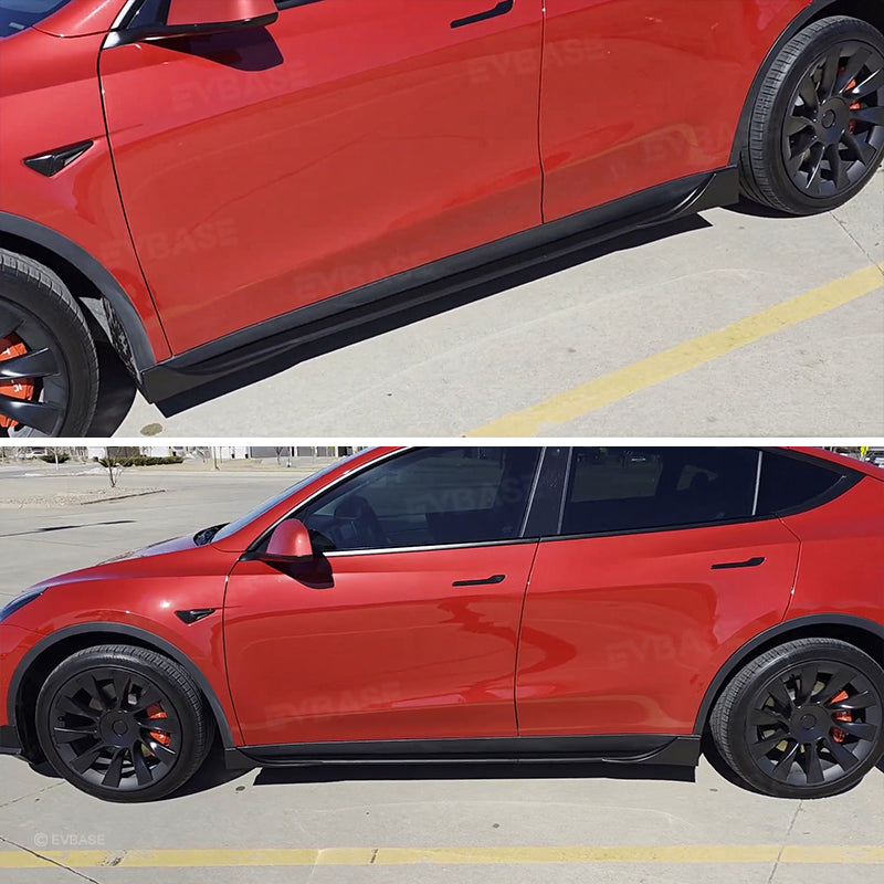Model Y 3 Side Skirts Splitter Lip ABS Body Kit F Style Extensions Diffuser Panel Pair