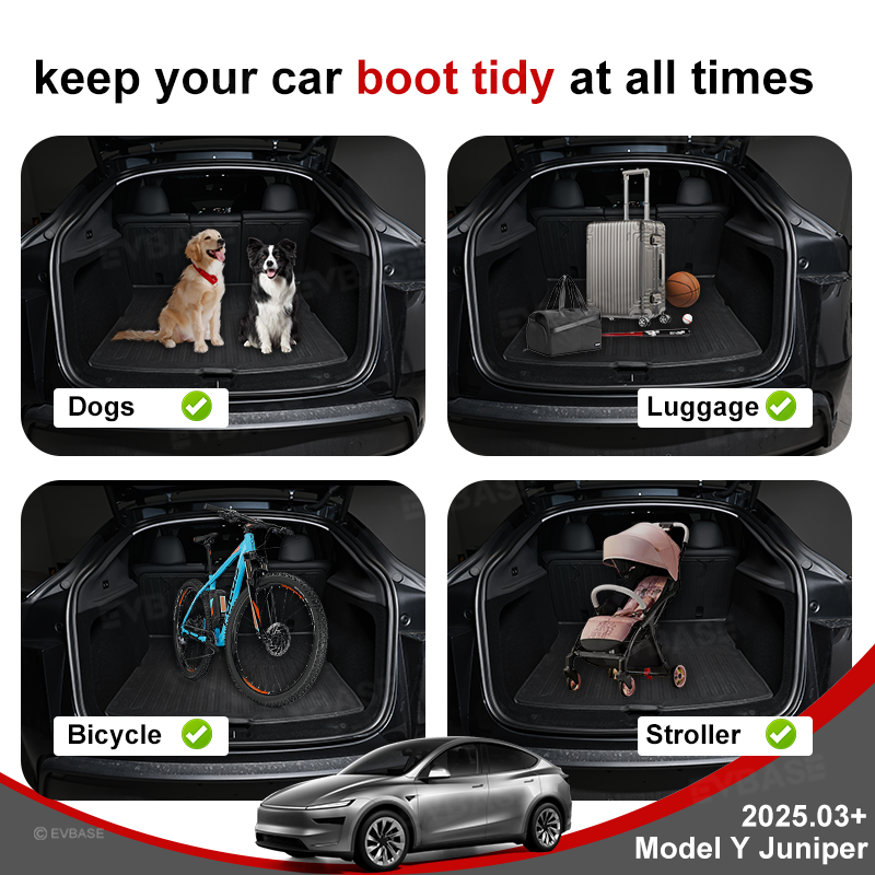 Model Y Juniper Floor Mat TPE Anti-Slip Trunk Mat Cargo Liner Back Seat Cover All Weather Protection