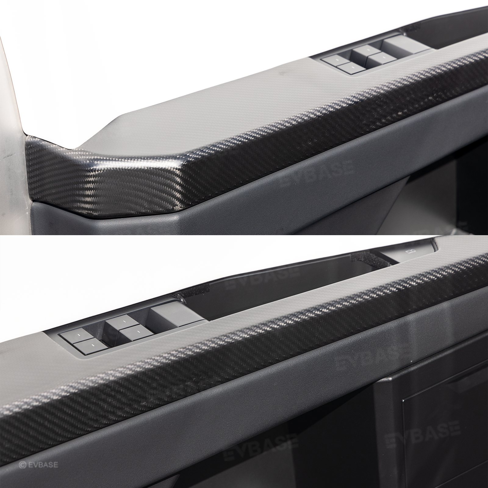 Tesla Cybertruck Door Panel Armrest Cover Real Carbon Fiber Lower Door Panel Overlays