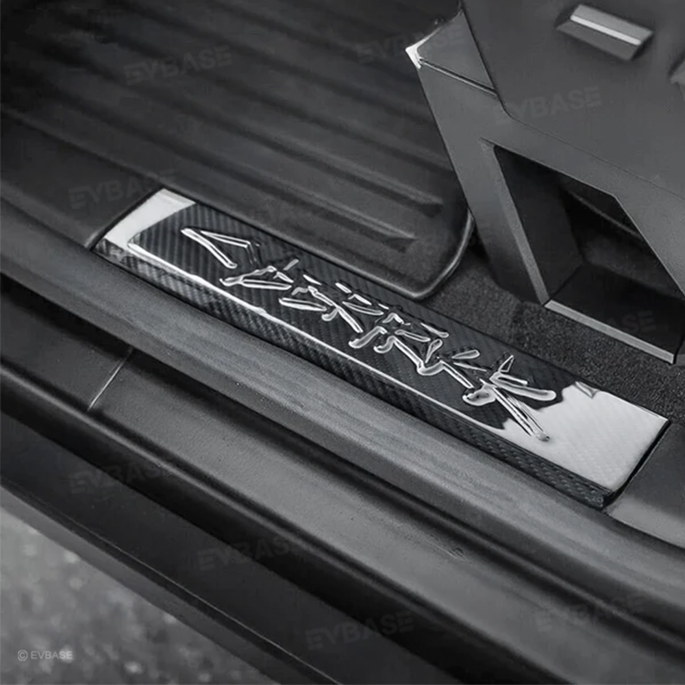 Cybertruck Front Door Sill Protector Real Carbon Fiber Door Sill Cover Trim Plates