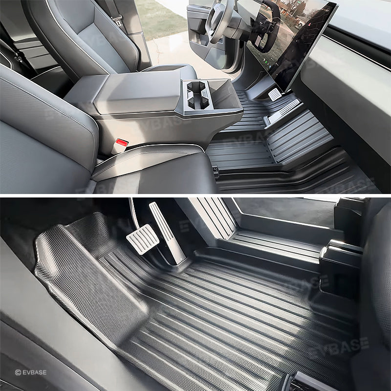 Cybertruck Floor Mats 3D Anti-Slip Waterproof All-Weather Interior Liners Front Rear Set 3PCS For Tesla