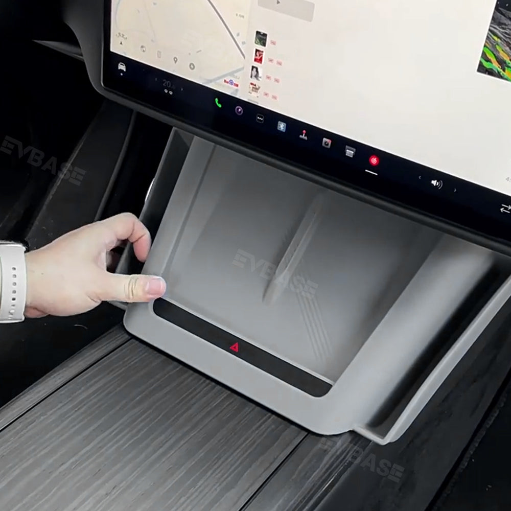 EVBASE Model S/X Wireless Charging Mat With Storage Box Center Console Organizer Silicone Side Tray for Tesla