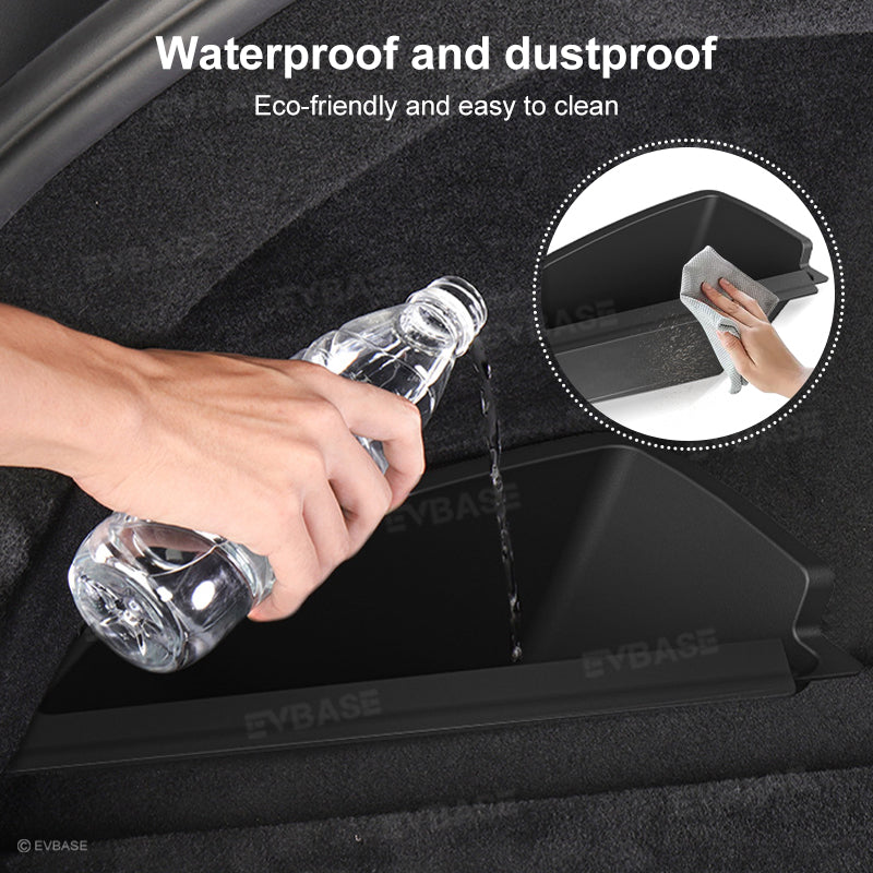 Model S Rear Trunk Organizer Storage Boxes TPE Side Trunk Bins for Tesla