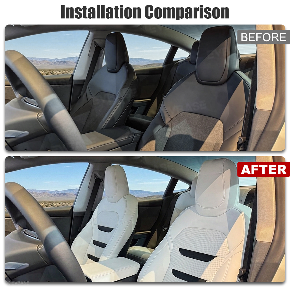 Model 3 Standard Seat Covers Waterproof Nappa Leather Seat Protector 3-lined Insignia Design
