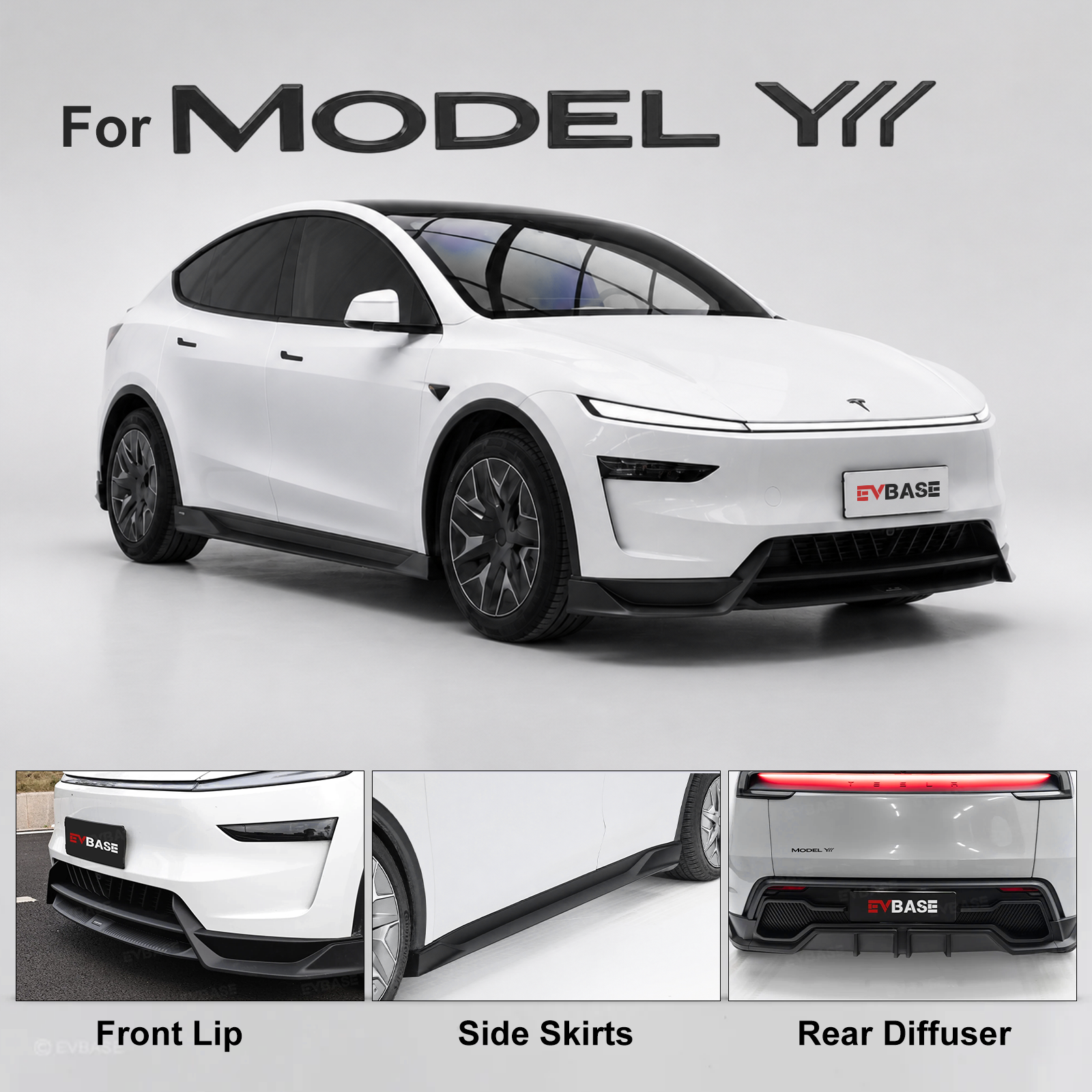 Model Y L Body Kit Full Aero Front Lip & Side Skirts & Rear Diffuser for Tesla