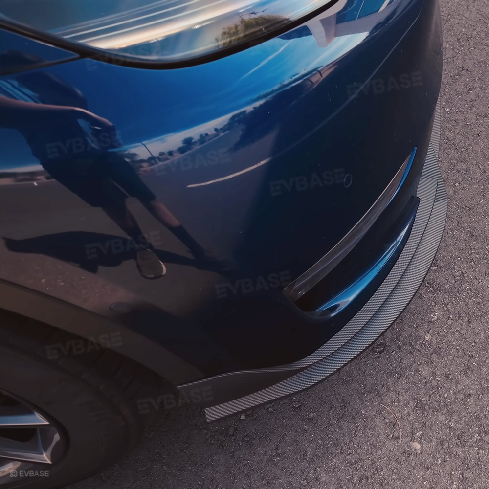 EVBASE Tesla Model Y Front Bumper Lip Fascia Front Lip Spoiler ABS Sport Body Kit Front Apron Model 3