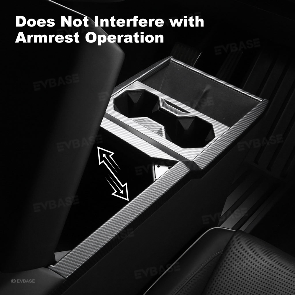 Cybertruck Center Console Cup Holder Panel Trim Cover ABS Carbon Fiber Style Protective Overlay