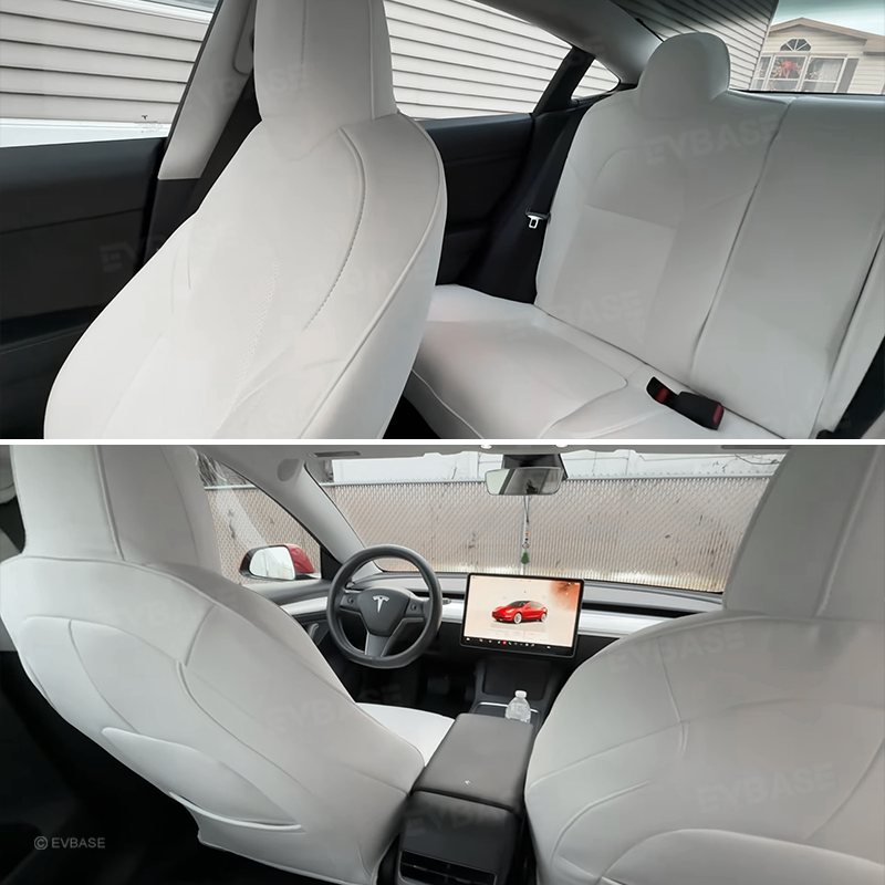 EVBASE Custom Seat Covers NAPPA Leather Seat Protector Interior Accessories For Tesla Model 3