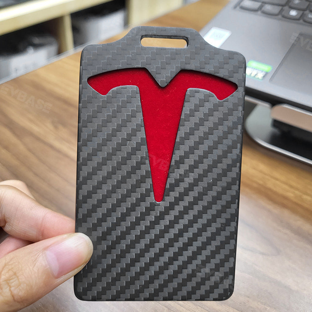 Key Card Holder Real Carbon Fiber Card Case Keychain Protective Card Sleeves for Tesla