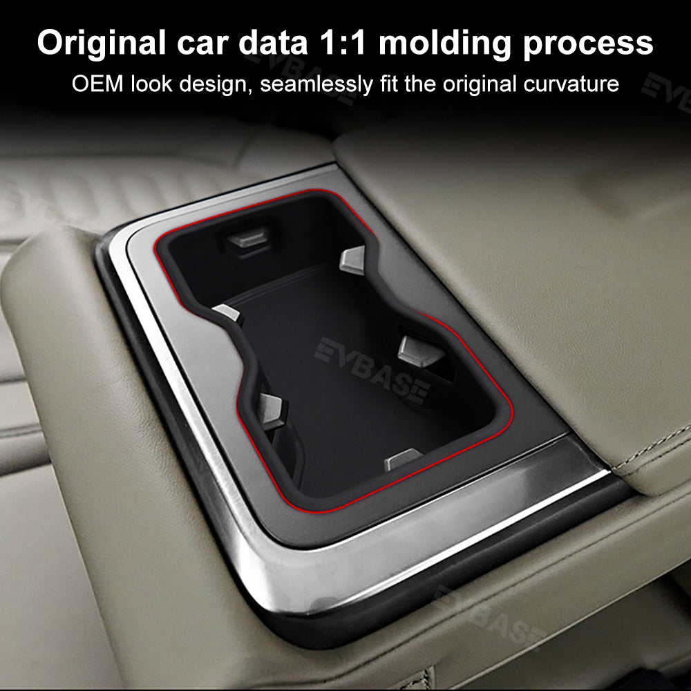 Rear Row Cup Holder for R1S R1T Insert Silicone Back Seat Drink Holder Water Bottle Organizer for Rivian