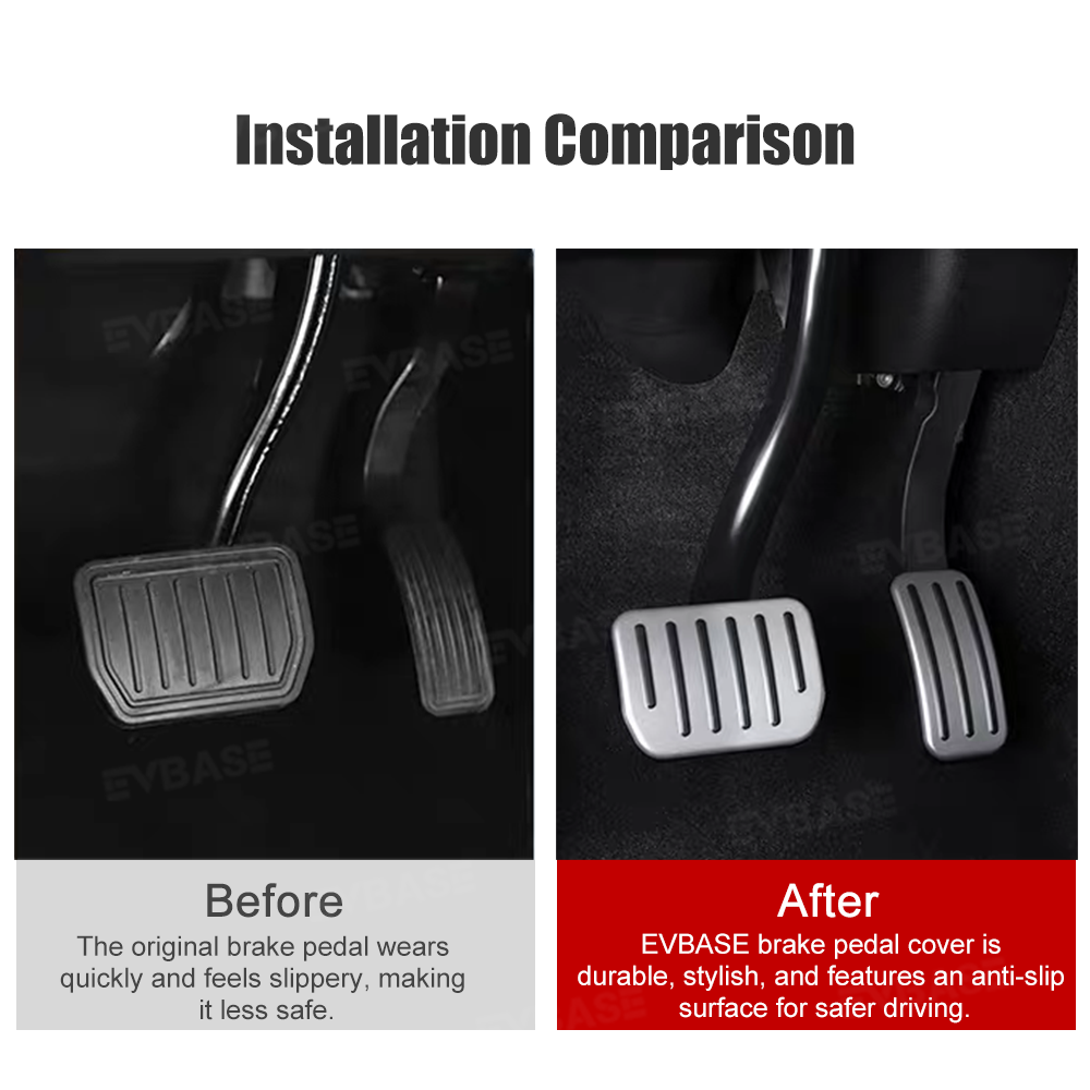 Model Y Juniper/ 3 Highland Aluminum Performance Foot Pedal Covers Non-Slip Slide-On Rail Lock Brake & Accelerator Pedal Pads Protector Set