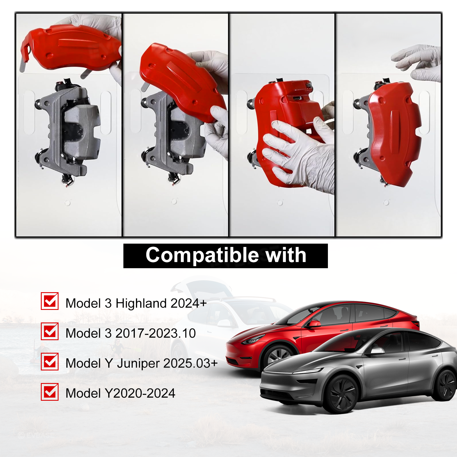 Model 3/Y Silicone Brake Caliper Covers Front and Rear Slip-On Caliper Protector Set Performance Look & No Wheel Removal