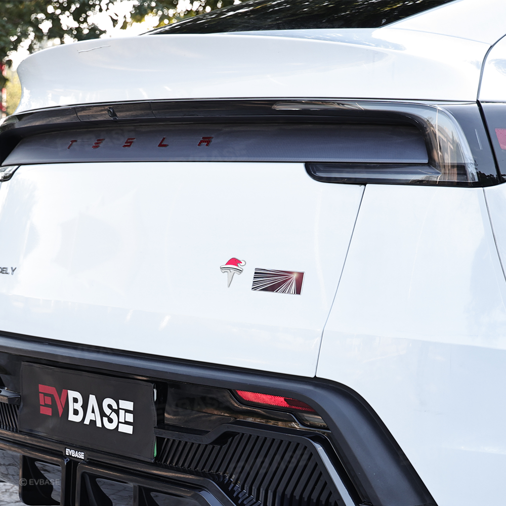 3D Christmas Santa Hat Overlay Holiday Decor Waterproof Stickers for Tesla Emblem