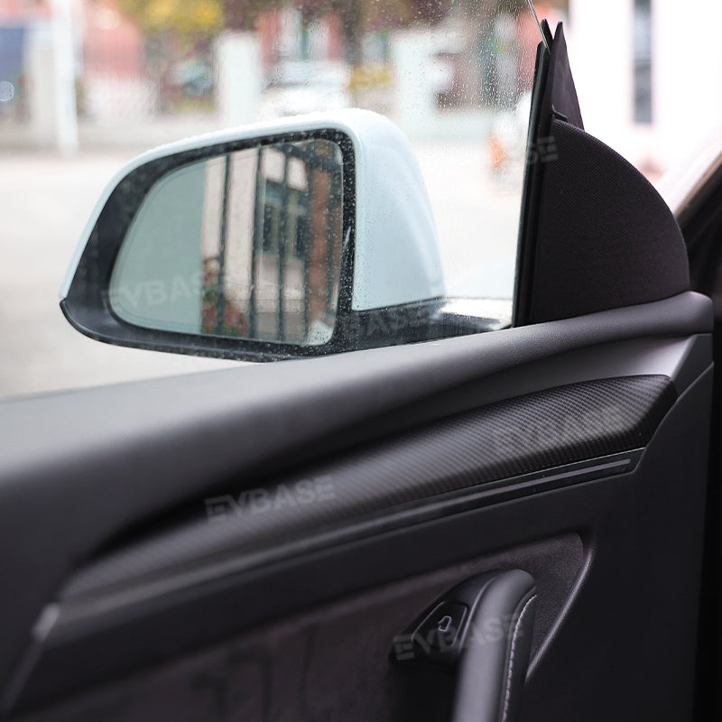 Model Y 3 Carbon Fiber Front Door Trim Cover Interior Accessories