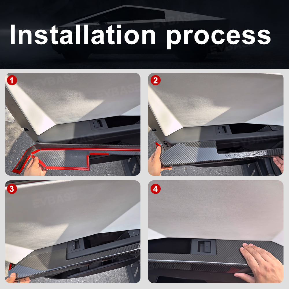 Tesla Cybertruck Door Panel Armrest Cover Real Carbon Fiber Lower Door Panel Overlays