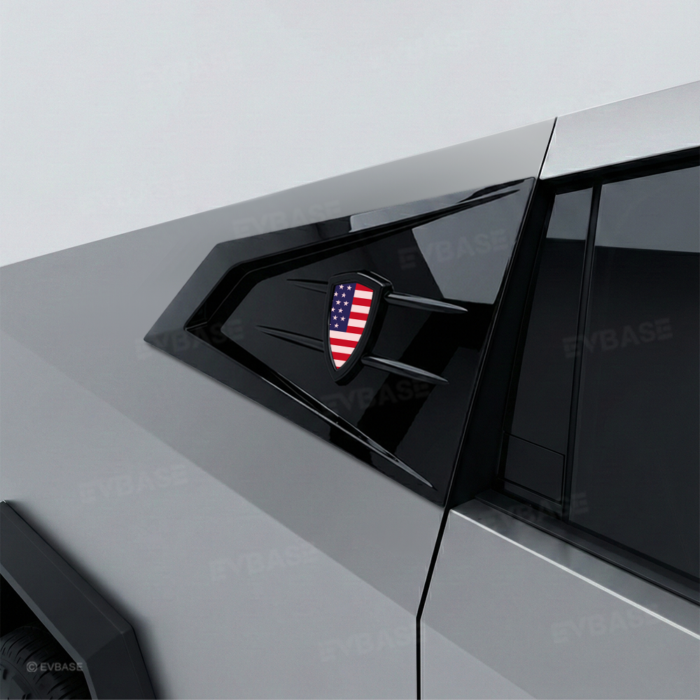Cybertruck C-Pillar Louver Covers Rear Side Window Futuristic Tactical Overlay ABS Exterior Trim