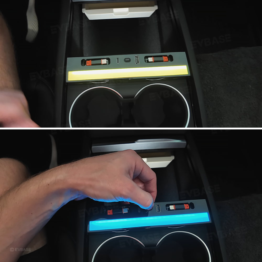 Model Y Juniper Ambient USB Hub & Rear Vent Expansion with Fast-Charge Cables & Strongest Magnet Phone Mount