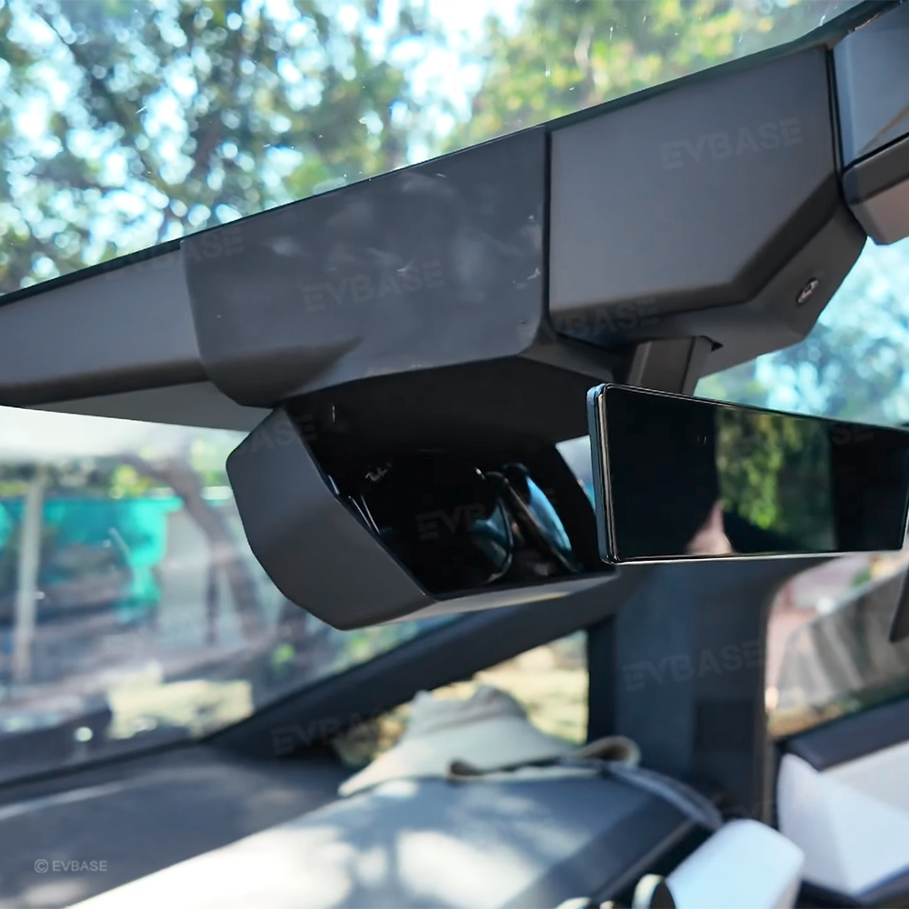 Tesla Cybertruck Sunglasses Holder Organizer ABS Flock Lined Glasses Storage Box Behind Rearview Mirror