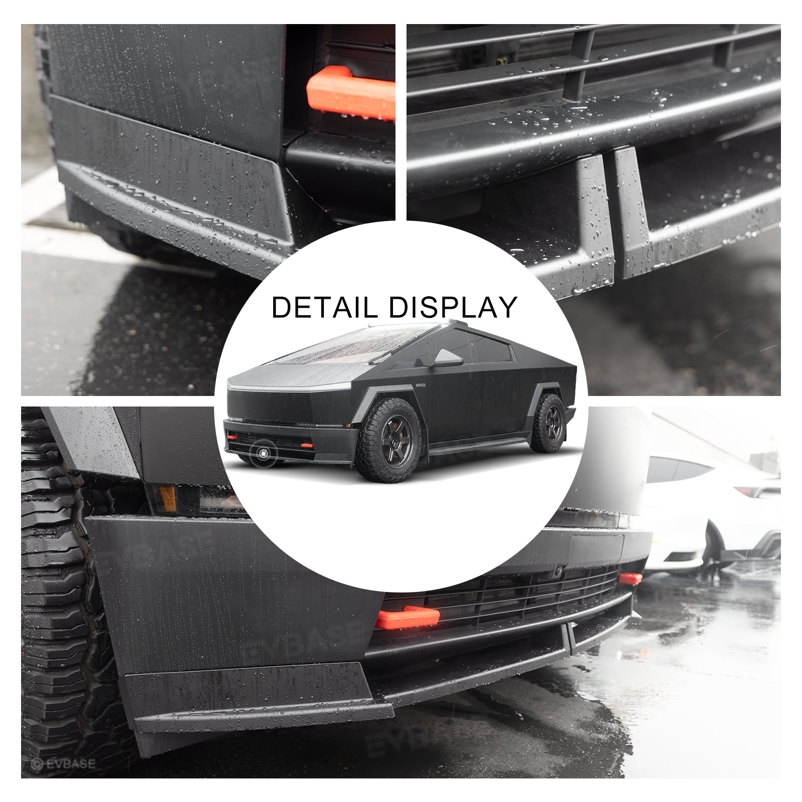 Cybertruck Body Kit Front Bumper Lip & Fender Flares Cover & Rear Diffuser & Rear Spoiler for Tesla
