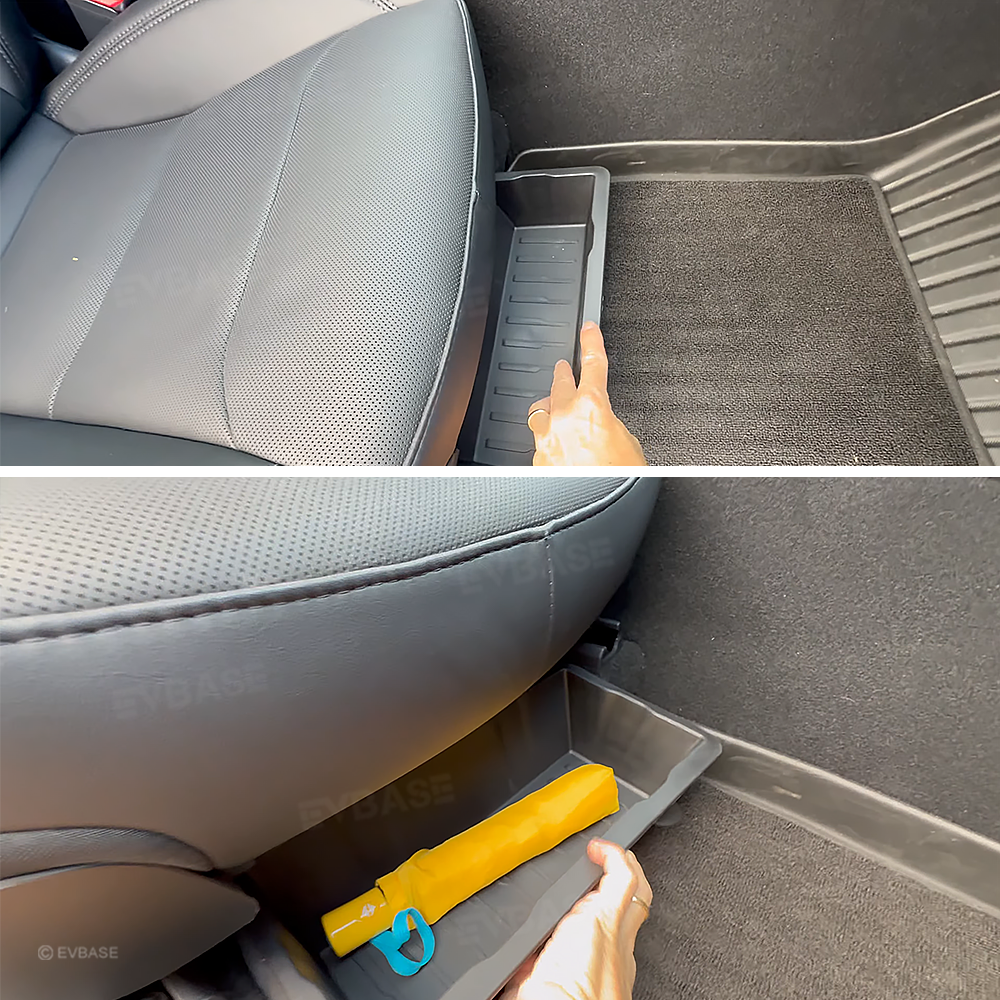 New EVBASE Model Y Underseat Storage Box Organizer Tesla Hidden Tray With double layer Cover