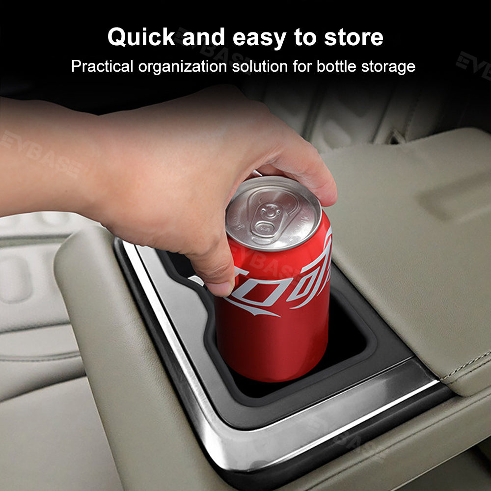 Rear Row Cup Holder for R1S R1T Insert Silicone Back Seat Drink Holder Water Bottle Organizer for Rivian