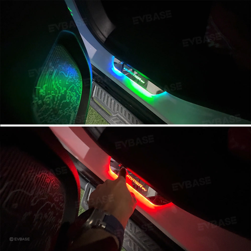 Illuminated Door Sill Plates RGB LED Door Sill Protectors Trim Covers for Hummer EV