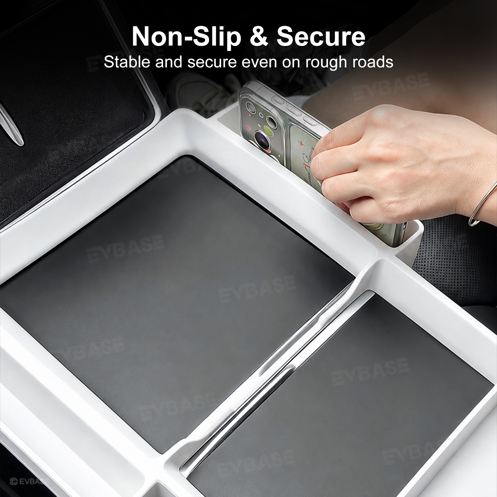 Model Y Juniper/Model Y L/ 3 Highland Center Console Tray 2.0 Silicone Organizer with Side Pockets