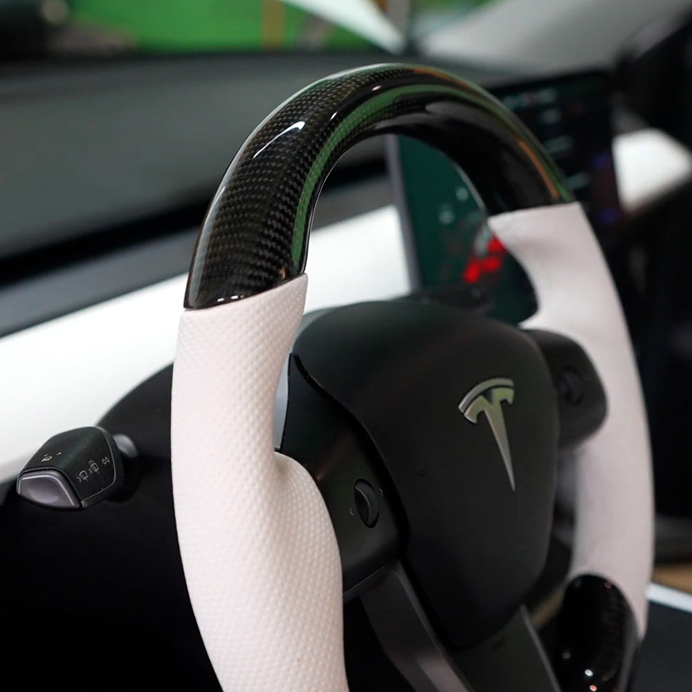 EVBASE Customized Carbon Fiber Steering Wheel for Model 3 Y Tesla Accessories