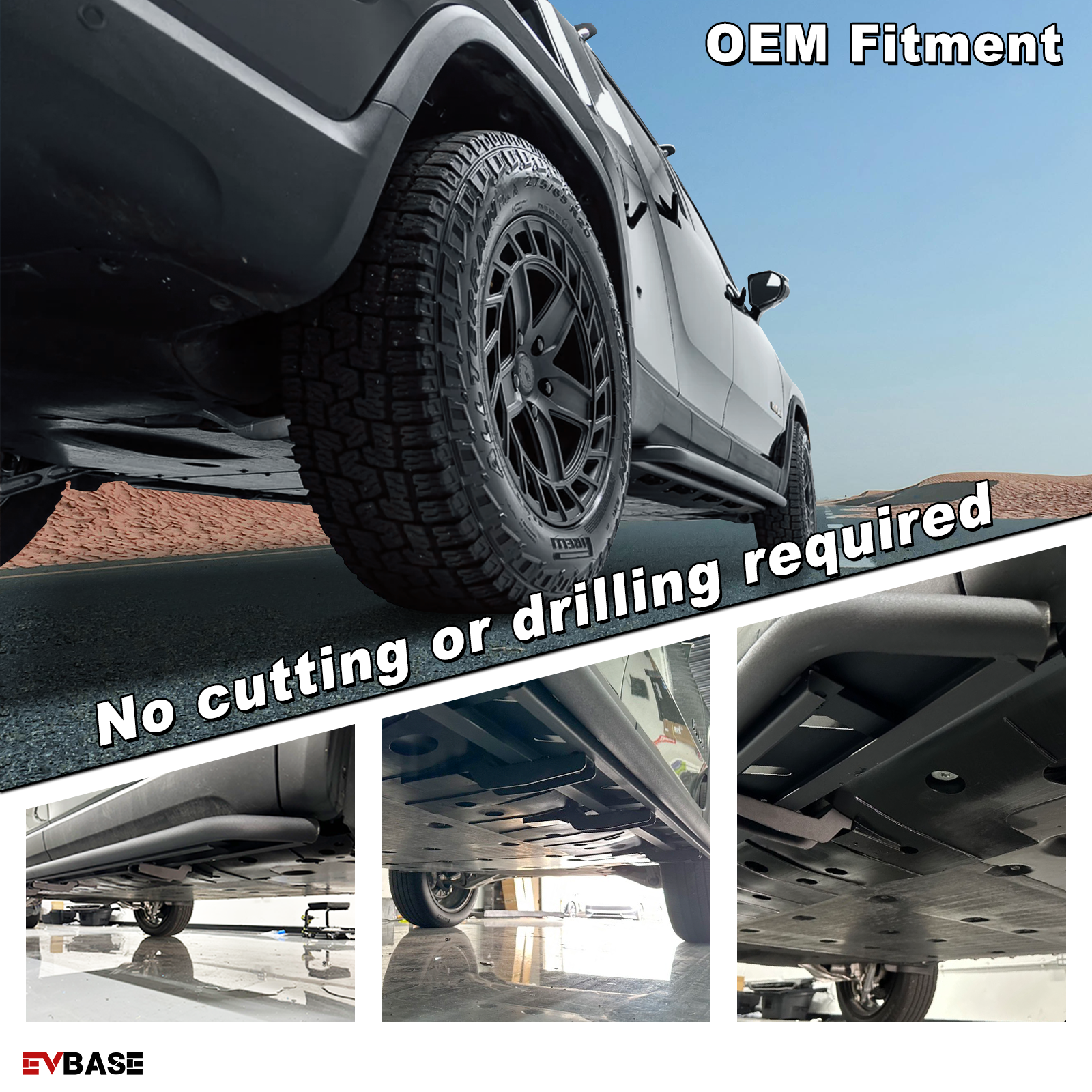 R1S R1T Rock Sliders Nerf Bars Side Step Underbody Protection Running Boards With Optional Lower Rocker Armor Panels For Rivian