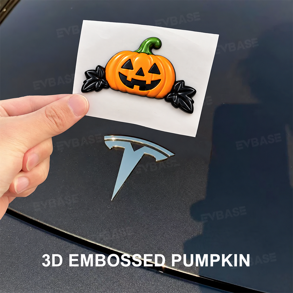 Model Y/3/YL Halloween Tesla Emblem Decals Holiday Decor Waterproof Stickers Bat & Pumpkin Style