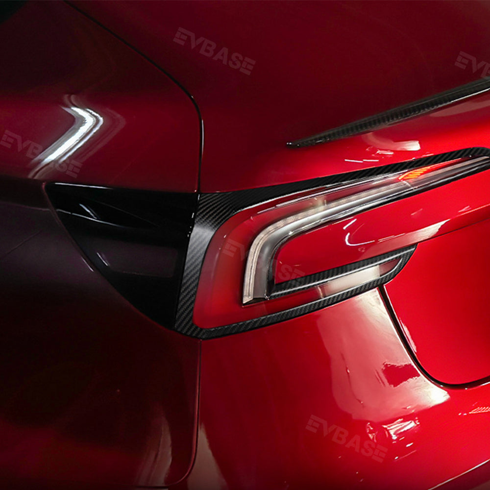 EVBASE Model 3 Highland Rear Tail Light Cover Real Carbon Fiber Overlays Frame Decorative Trim For Tesla