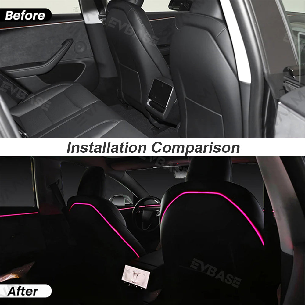 Model Y/3 Backseat Ambient Lighting Seat Back Neon Lights Interior Lighting Upgrade