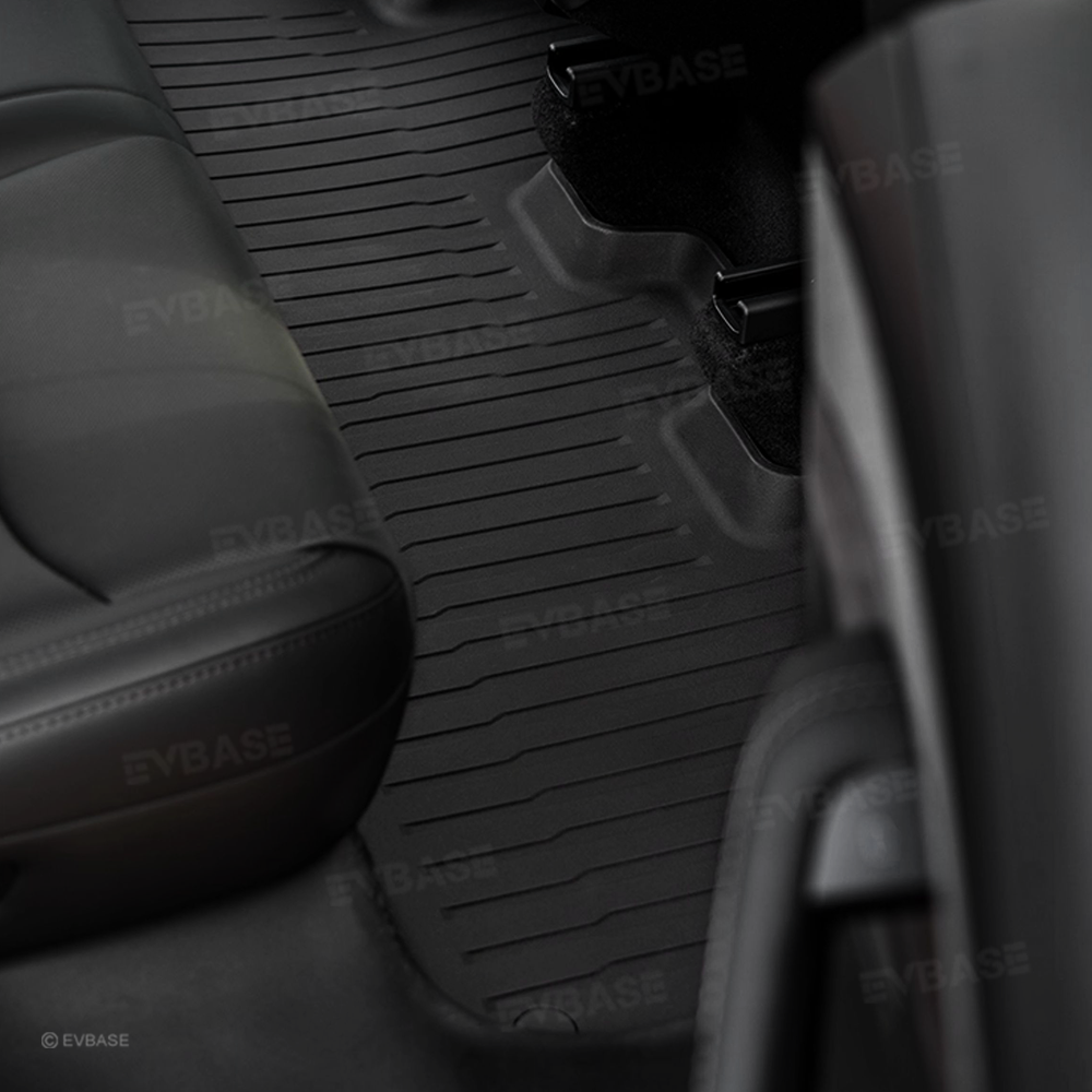 Model Y Juniper Floor Mats All Weather Waterproof Non-Slip TPU Floor Liners with Silver Pedal Accent
