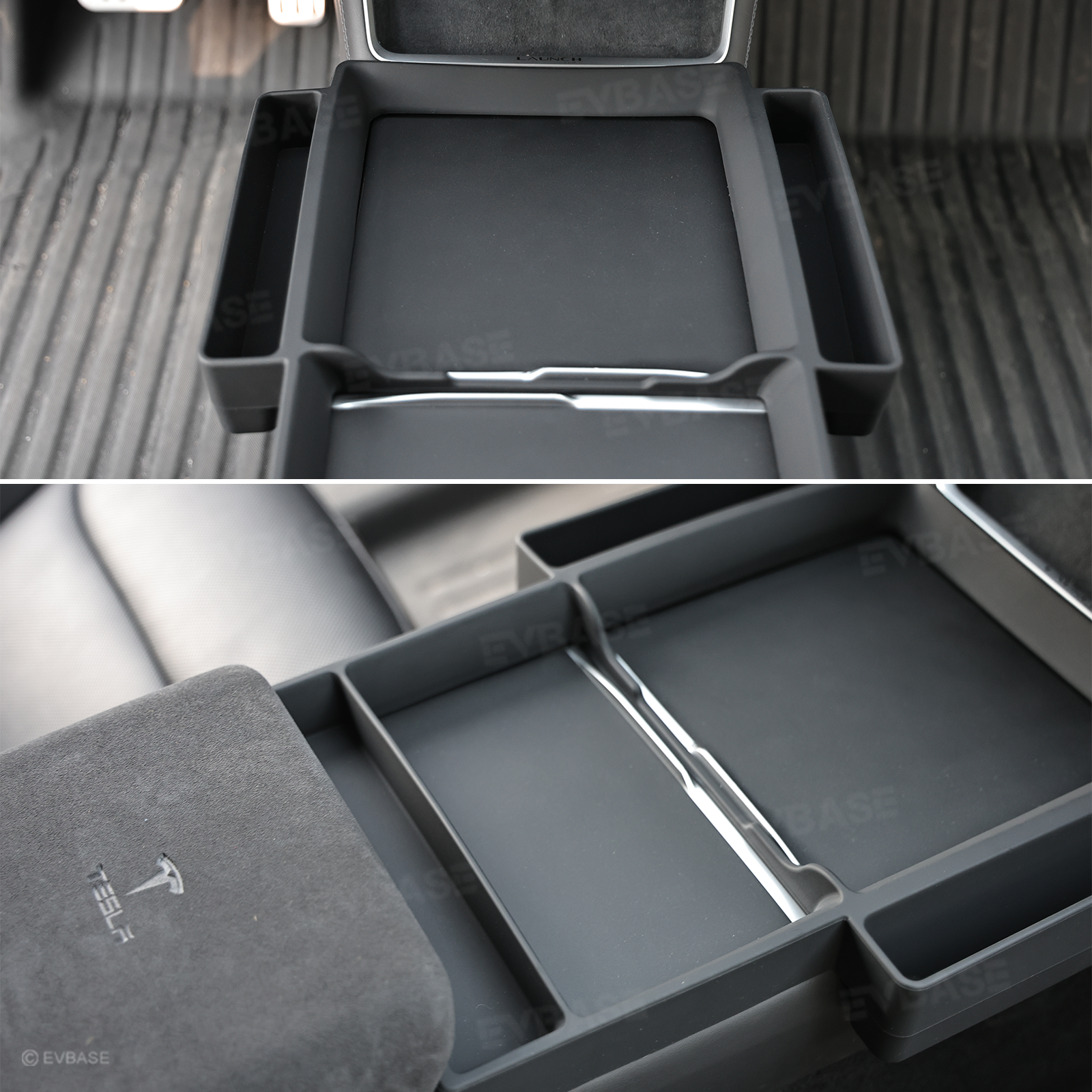 Model Y Juniper/Model Y L/ 3 Highland Center Console Tray 2.0 Silicone Organizer with Side Pockets