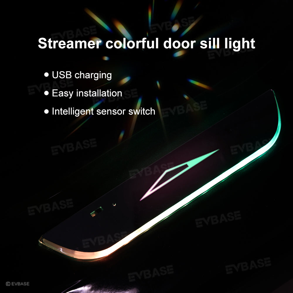 Cybertruck Illuminated Door Sill Protector LED Plates With Cybertruck Silhouette Triangle Body Logo For Tesla