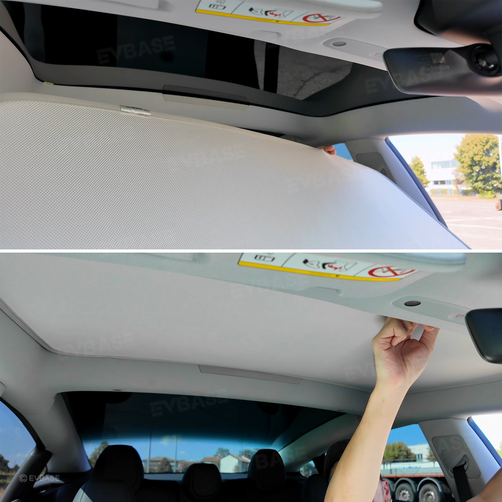 EVBASE Tesla Model 3 Y Roof Parasol 2023 Nueva actualización Glass Roof Roof Sun Shade