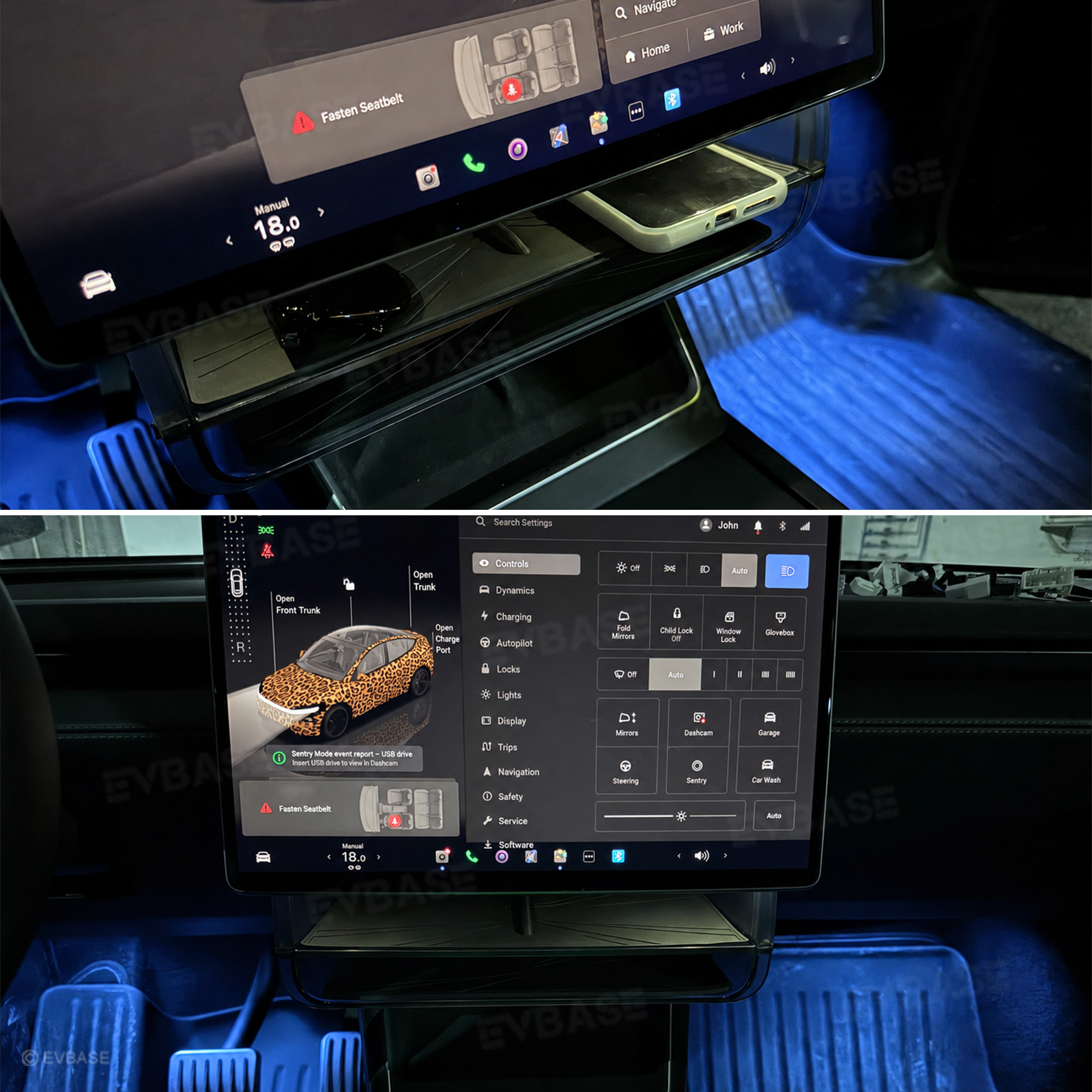 Model Y Juniper/ 3 Highland Under Screen Storage Organizer Dual-Layer Tray with Smart LED Light