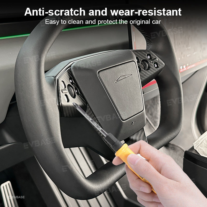 Cybertruck Steering Wheel Trim Real Carbon Fiber Decoration Protective Cover EVBASE