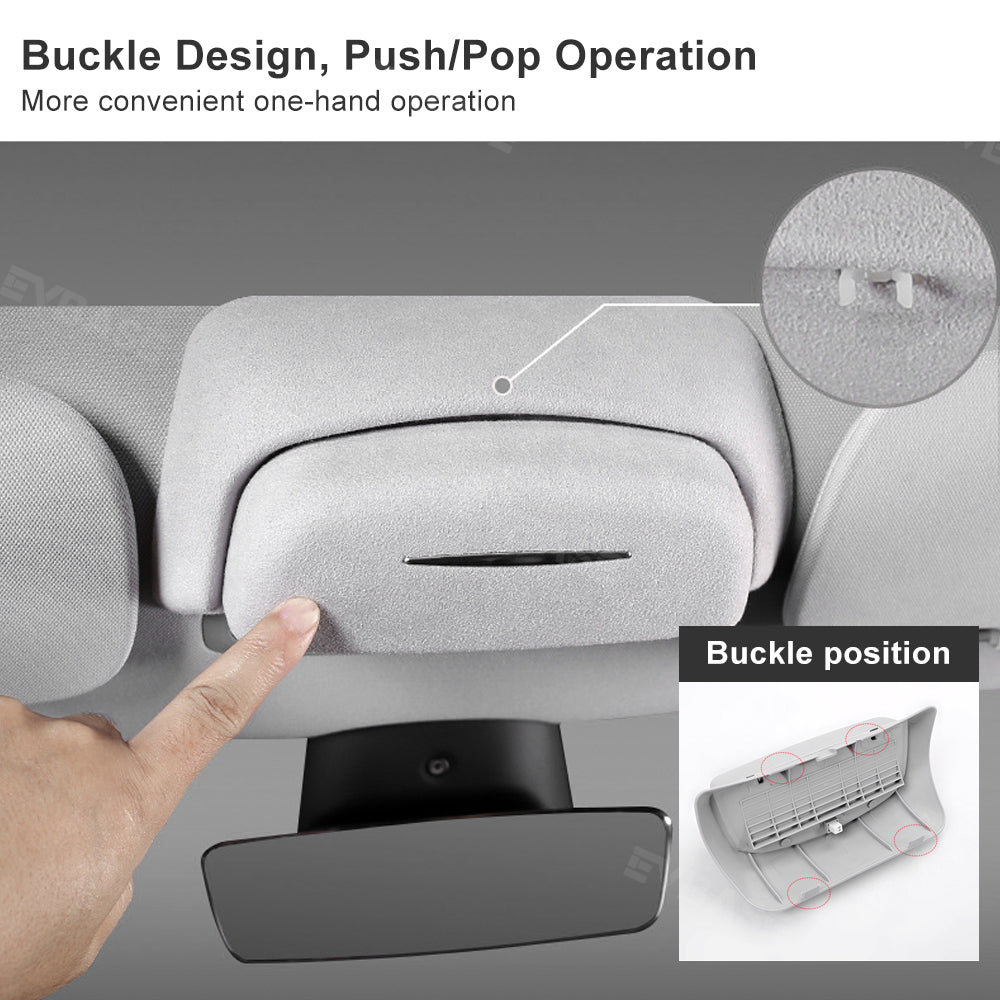 EVBASE Model 3 Highland Sunglasses Holder Glasses Case Overhead Roof Eyewear Storage Box For Tesla