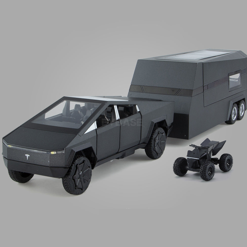 Tesla Cybertruck Pickup Trailer RV Model Kit Alloy Tesla Model Diecast Metal Cybertruck Toy Car