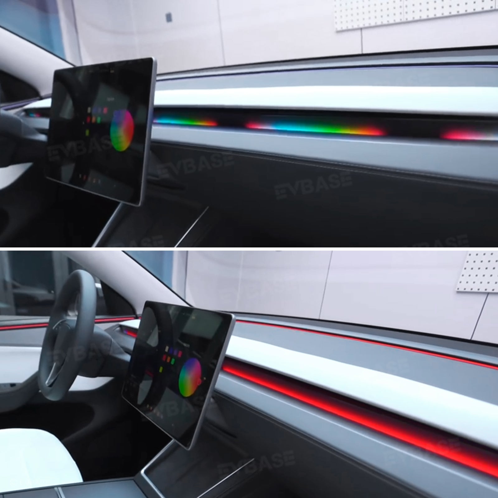 Model 3 Highland Interior Ambient Lighting Kit RGB LED Light Strips Neon Lights with Factory Screen Control