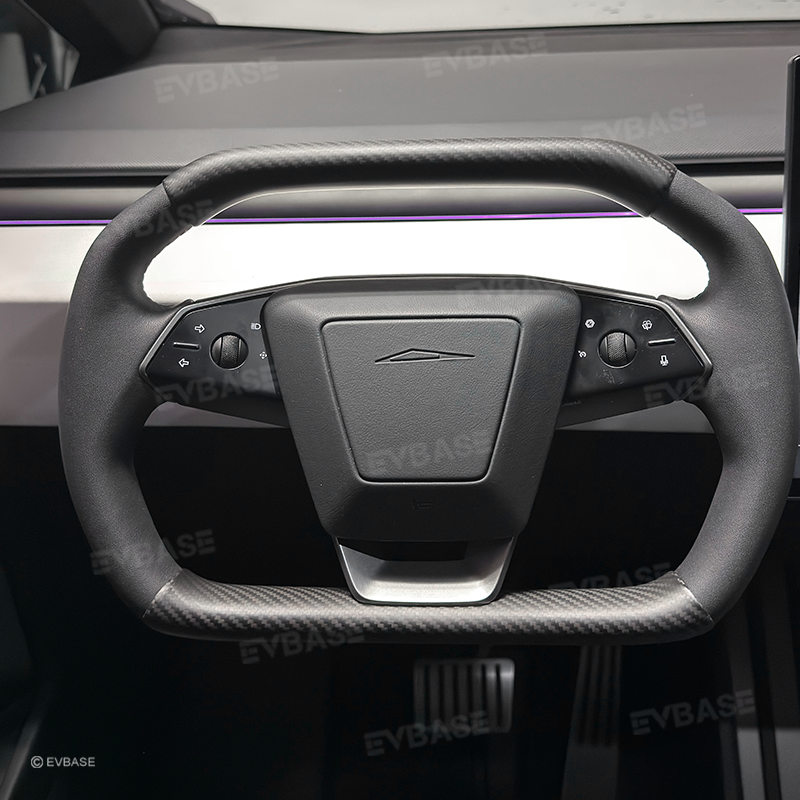 Tesla Cybertruck Steering Wheel Covers Real Carbon Fiber Upper Lower Overlays Trims