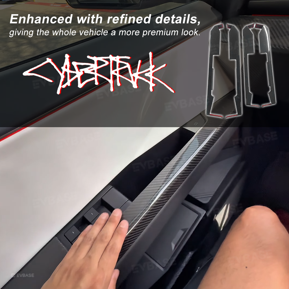 Tesla Cybertruck Door Panel Armrest Cover Real Carbon Fiber Lower Door Panel Overlays