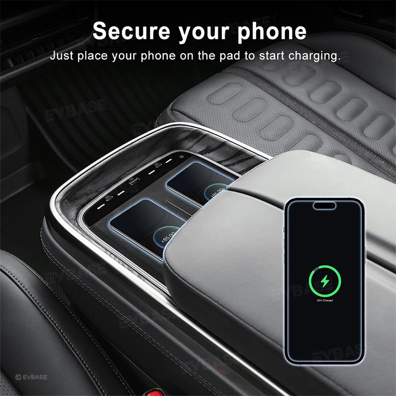 Wireless Charger for Rivian R1S R1T Center Console Armrest Dual Phone Charging Station With Ambient Light
