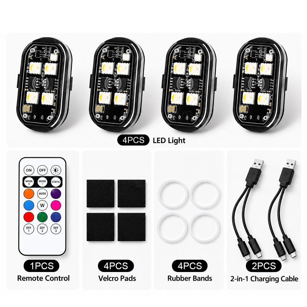 Wireless LED Flashing Lights Multi-Mode RGB Ambient Lighting with Remote Control for Rivian R1S /R1T /R2