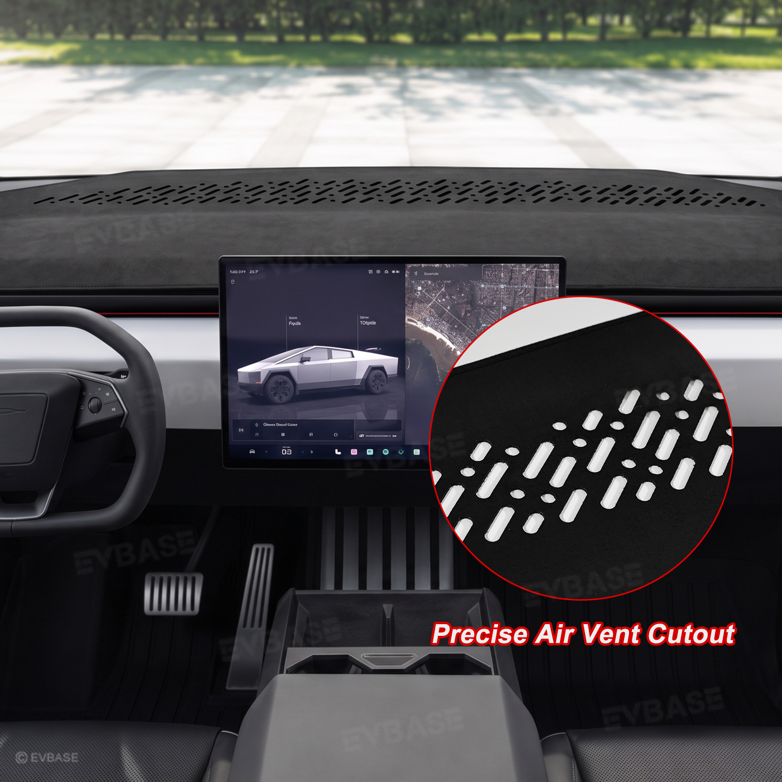 Cybertruck Dashboard Cover Anti-Glare Sun Protection Suede Dash Mat