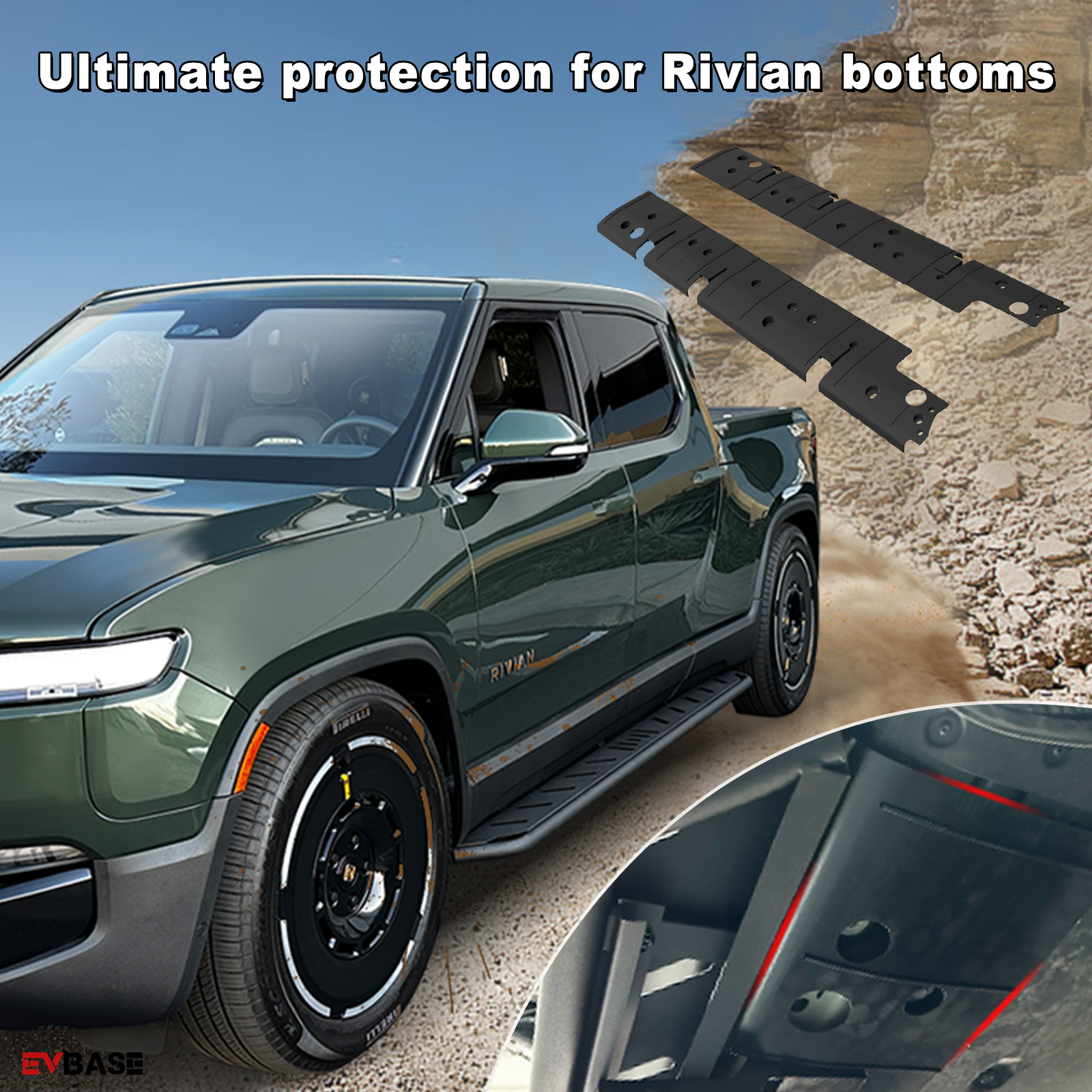 R1S R1T Rock Sliders Nerf Bars Side Step Underbody Protection Running Boards With Optional Lower Rocker Armor Panels For Rivian